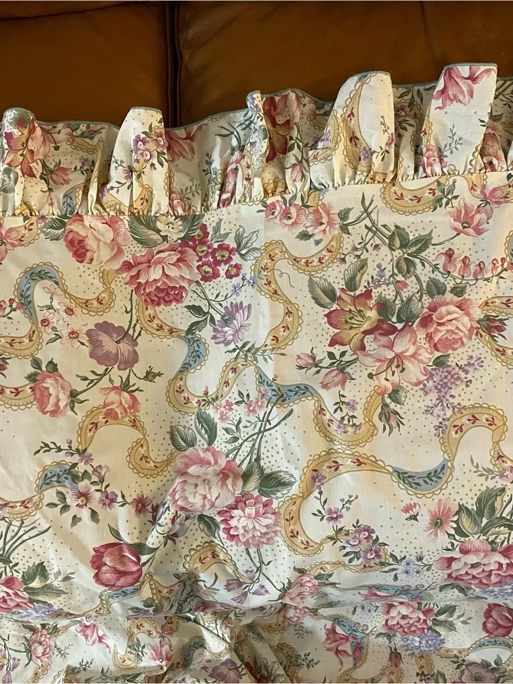VTG Floral Paisley Twin Sheet Set Martha Stewart Ruffled Top Cotton Blend Read